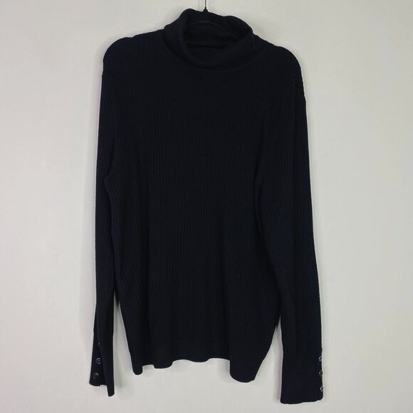 New Talbots Button Cuff Ribbed Turtleneck Sweater Women's Size XLP - Picture 2 of 8